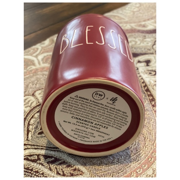 NEW Rae Dunn Ceramic Blessed Candy Apple Cinnamon Canister Jar Home Decor Candle - Picture 2 of 2